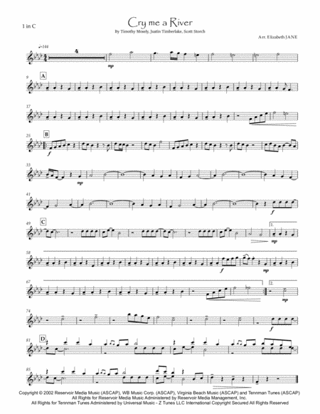 Free Sheet Music Cry Me A River