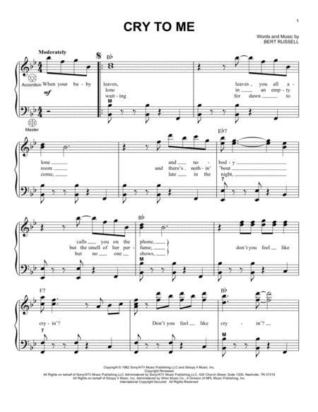 Free Sheet Music Cry To Me