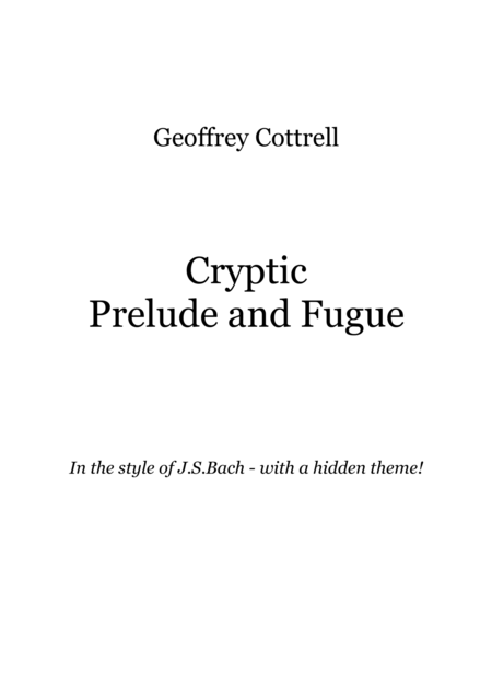 Cryptic Prelude And Fugue Sheet Music