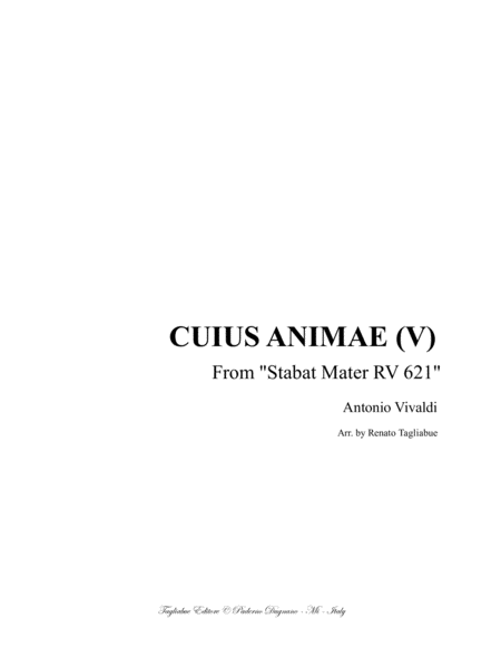 Cuius Animae V From Stabat Mater Rv 621 For Alto And Organ 3 Staff Sheet Music