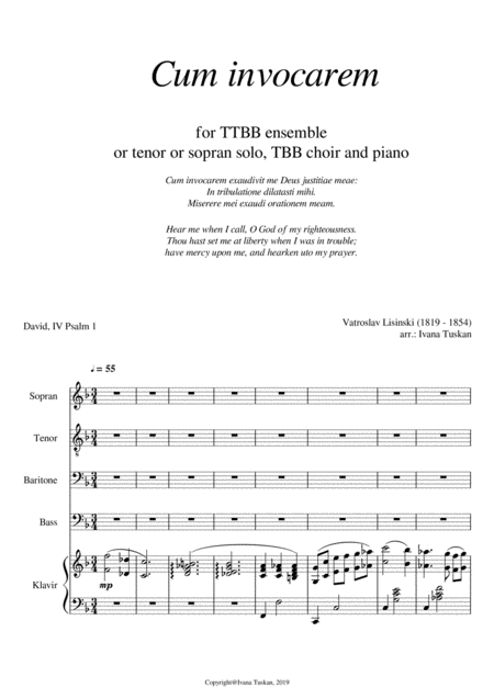 Cum Invocarems Solo Tbb And Piano Sheet Music