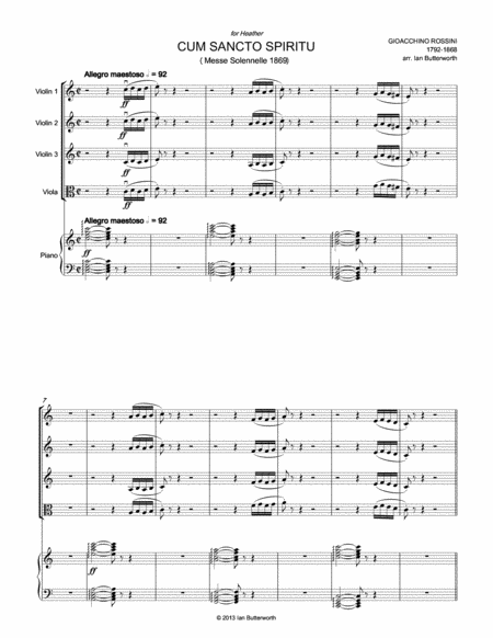 Free Sheet Music Cum Sancto Spirito Messe Solenelle For 3 Violins Viola Piano