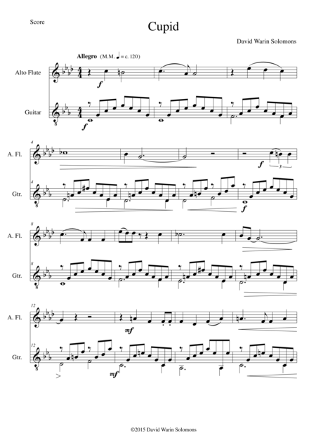 Cupid For Alto Flute And Guitar Sheet Music