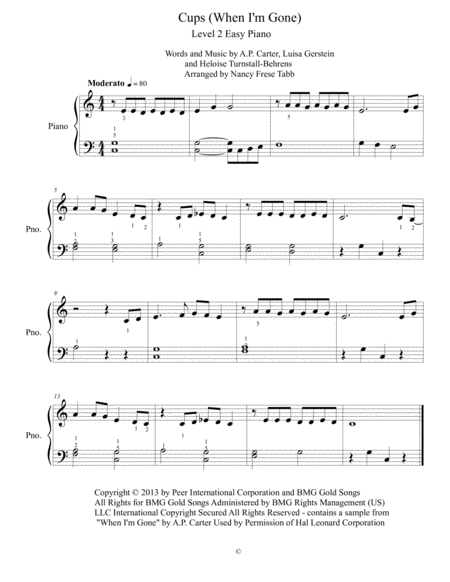 Cups When I M Gone Easy Piano Solo Sheet Music