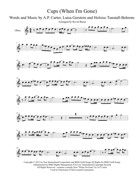 Cups When I M Gone Oboe Sheet Music