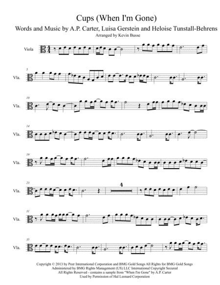 Cups When I M Gone Viola Sheet Music