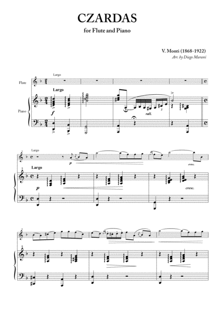 Free Sheet Music Czardas For Flute And Piano