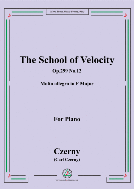 Free Sheet Music Czerny The School Of Velocity Op 299 No 12 Molto Allegro In F Major For Piano