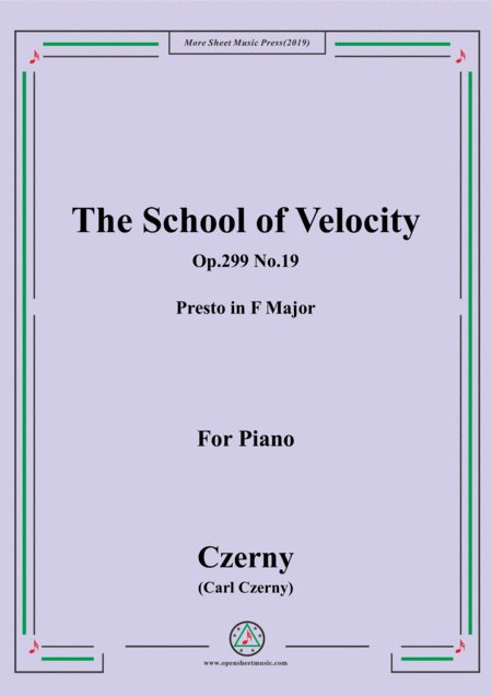 Czerny The School Of Velocity Op 299 No 19 Presto In F Major For Piano Sheet Music