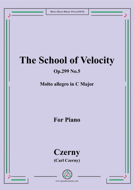 Free Sheet Music Czerny The School Of Velocity Op 299 No 5 Molto Allegro In C Major For Piano