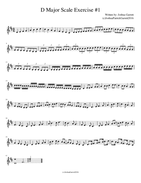 Free Sheet Music D Major Scale Exercise 1