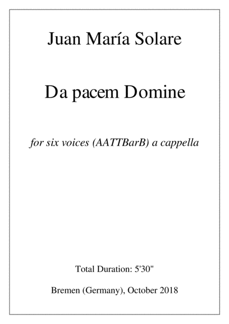 Da Pacem Domine 6 Part Choir Aattbarb Sheet Music