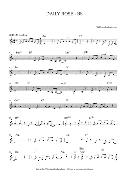 Free Sheet Music Daily Rose For Bb Instruments