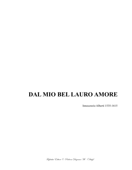 Dal Mio Bel Lauro Amore Alberti I For Saatb Choir Sheet Music