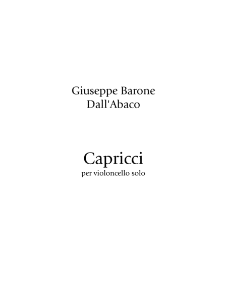 Dall Abaco Caprices For Cello Solo Urtext Sheet Music