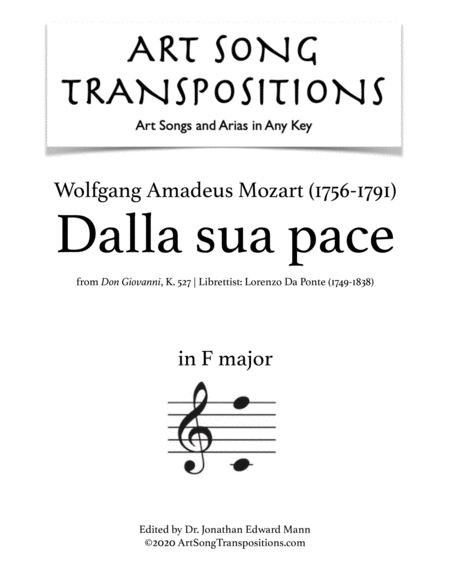 Free Sheet Music Dalla Sua Pace Transposed To F Major