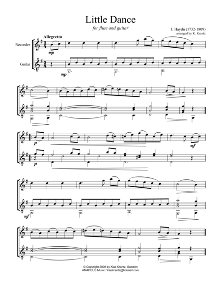 Dance For For Descant Recorder And Guitar Sheet Music