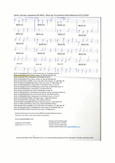 Dance Hip Hop Saxophone 5 F 4 4 Music By Troy Anthony Platt Reference 4721152018 Sheet Music