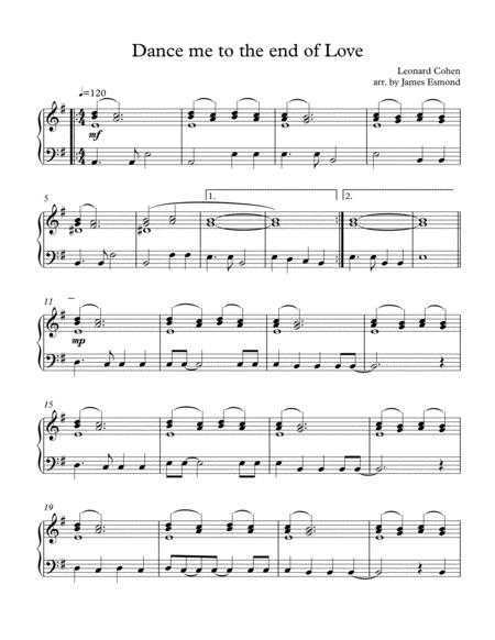 Dance Me To The End Of Love Easy Piano Sheet Music