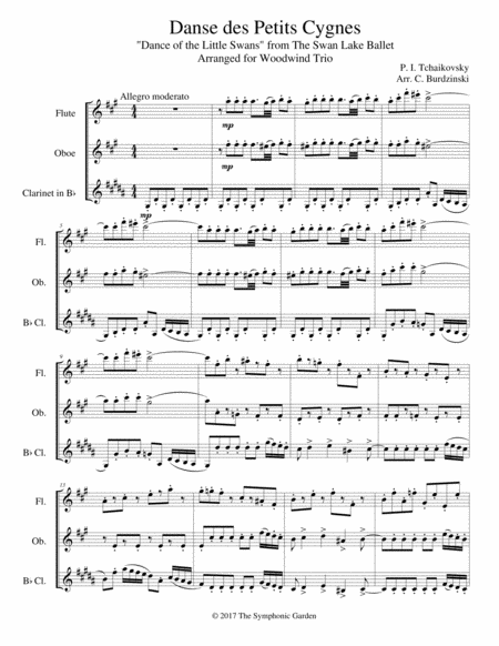 Dance Of The Little Swans From Swan Lake Woodwind Trio Flute Oboe Clarinet Sheet Music