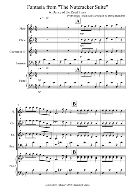 Free Sheet Music Dance Of The Reed Pipes Fantasia From Nutcracker For Wind Quartet