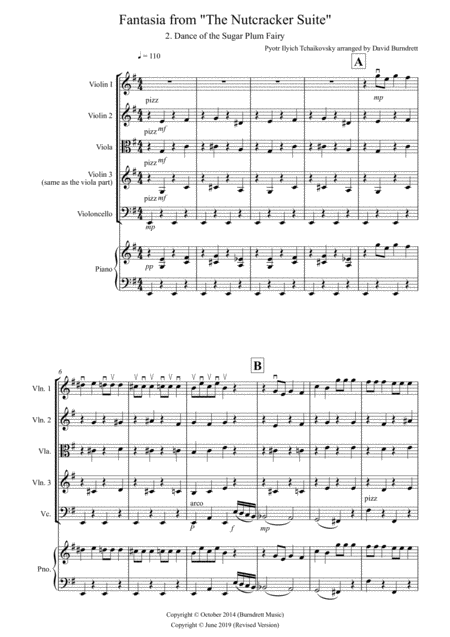 Dance Of The Sugar Plum Fairy Fantasia From Nutcracker For String Quartet Sheet Music