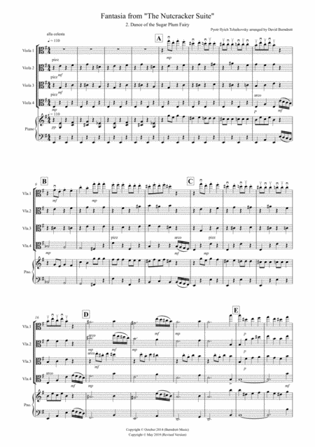 Dance Of The Sugar Plum Fairy Fantasia From Nutcracker For Viola Quartet Sheet Music