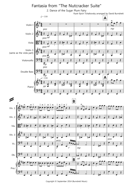 Dance Of The Sugar Plum Fairy Fantasia From Nutcracker Suite For String Orchestra Sheet Music