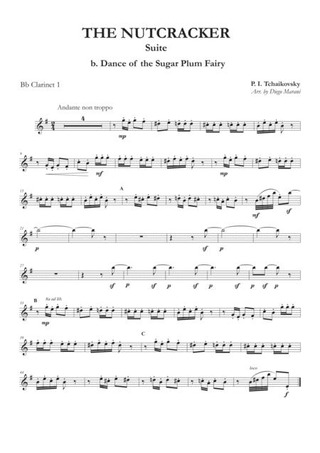 Dance Of The Sugar Plum Fairy From Nutcracker Suite For Clarinet Quartet Sheet Music