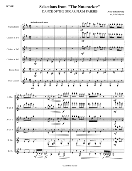 Dance Of The Sugar Plum Fairy From The Nutcracker For Clarinet Quartet Sheet Music