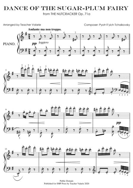 Dance Of The Sugar Plum Fairy With Note Names Finger Numbers Shorter Version Sheet Music