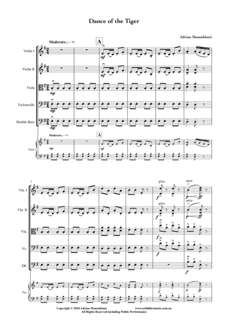 Free Sheet Music Dance Of The Tiger By Adrian Mansukhani