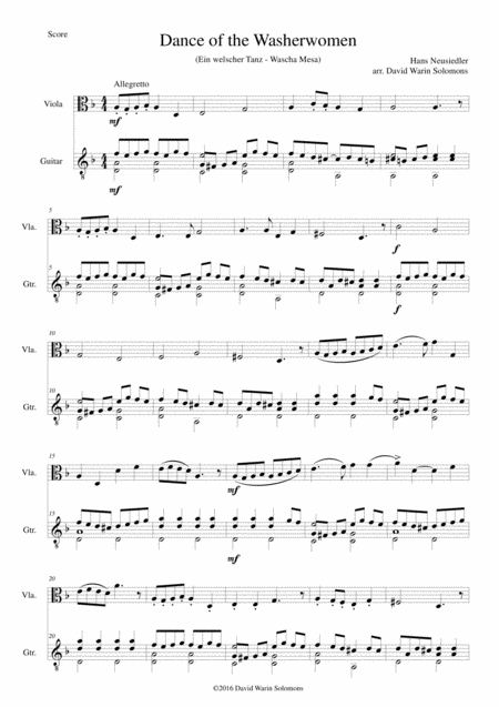 Dance Of The Washerwomen With Hupfauf For Viola And Guitar Sheet Music