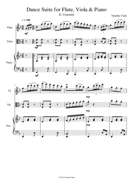 Free Sheet Music Dance Suite For Flute Viola Piano Ii Courante