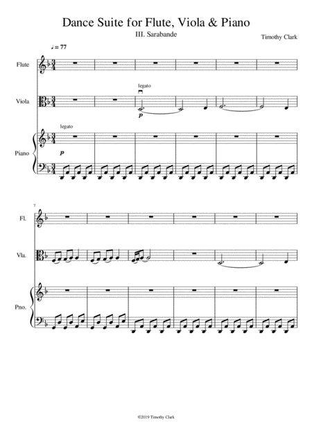 Dance Suite For Flute Viola Piano Iii Sarabande Sheet Music