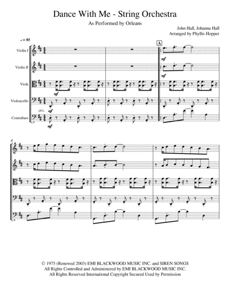 Dance With Me String Orchestra Sheet Music