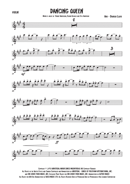 Dancing Queen Violin Sheet Music