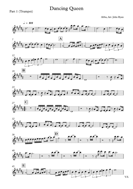 Dancing Queen Wedding Band Arrangement Horns Rhythm Sheet Music