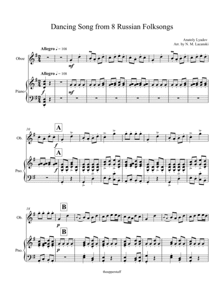 Dancing Song From 8 Russian Folksongs Sheet Music