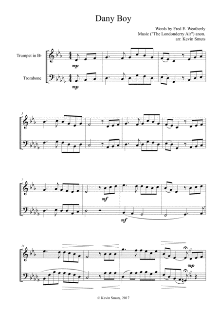 Danny Boy Duet For Bb Trumpet And Trombone Sheet Music