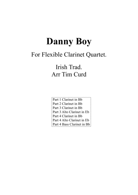 Free Sheet Music Danny Boy For Flexible Clarinet Quartet