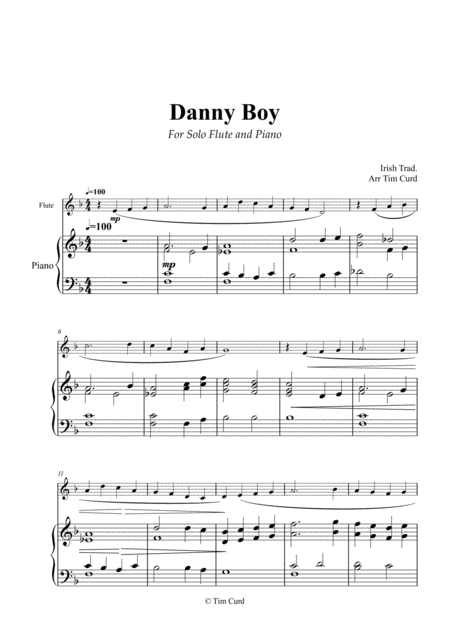 Danny Boy For Solo Flute And Piano Sheet Music