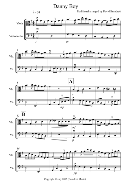 Free Sheet Music Danny Boy For Viola And Cello Duet