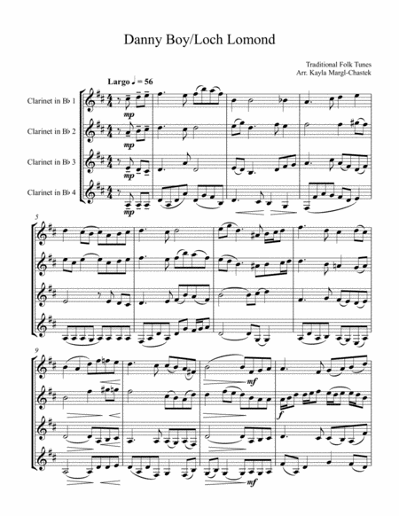 Free Sheet Music Danny Boy Loch Lomond