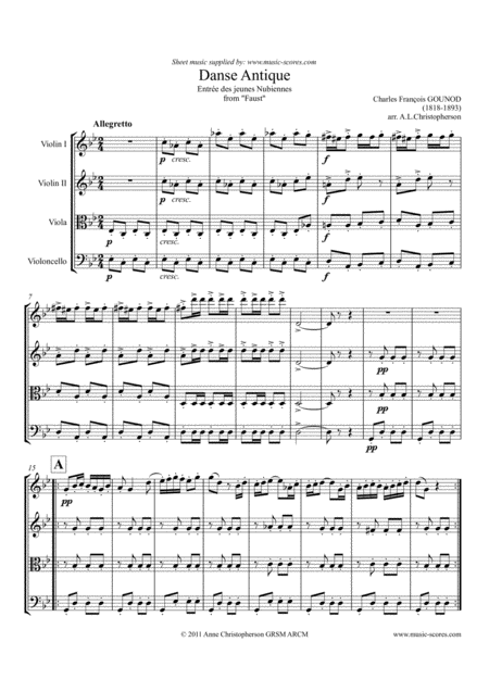 Danse Antique From Faust String Quartet Sheet Music