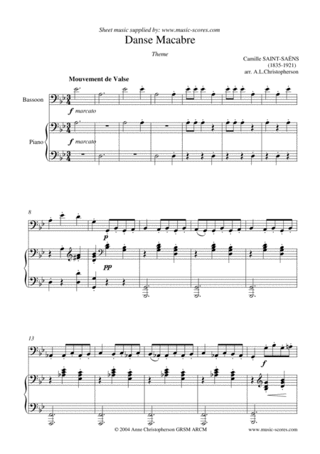 Danse Macabre Bassoon And Piano Sheet Music