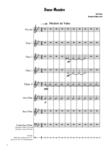 Free Sheet Music Danse Macabre For Flute Choir