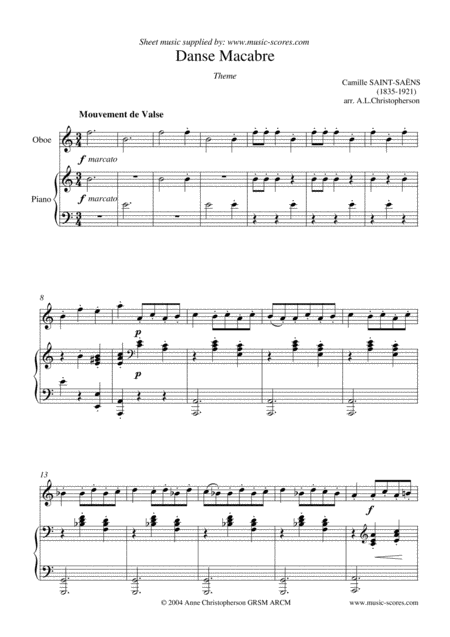 Free Sheet Music Danse Macabre Oboe And Piano