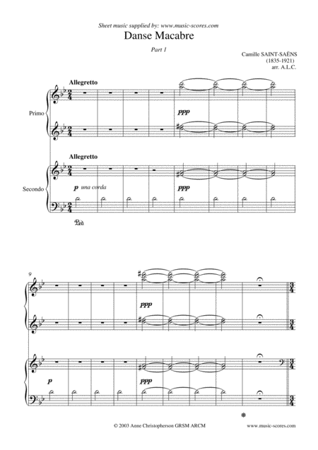 Free Sheet Music Danse Macabre Piano Duet