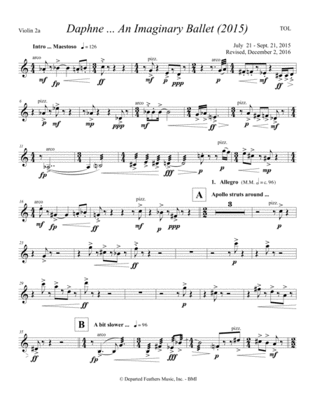 Free Sheet Music Daphne An Imaginary Ballet 2015 Violin 2a Part